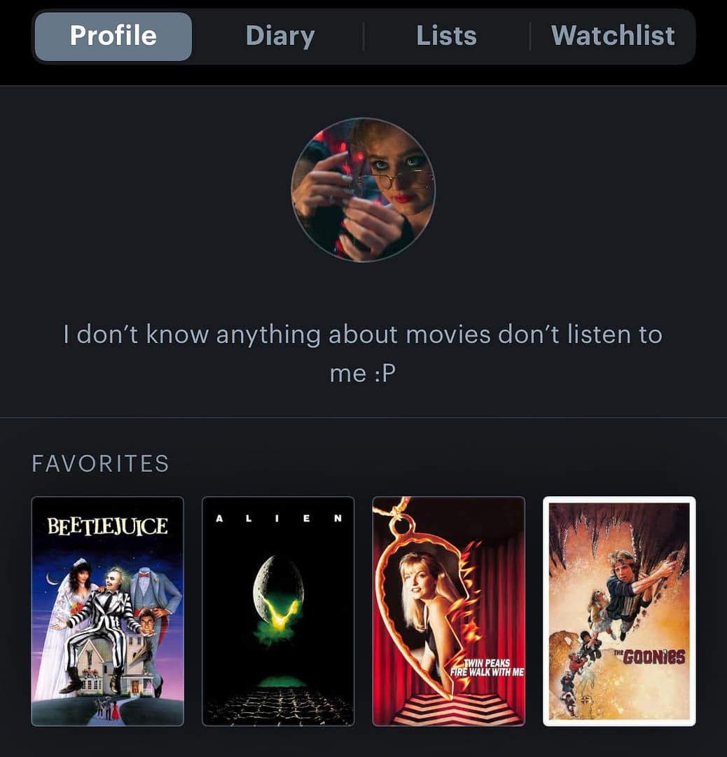 Letterboxd displays your top movies on your home page and more!